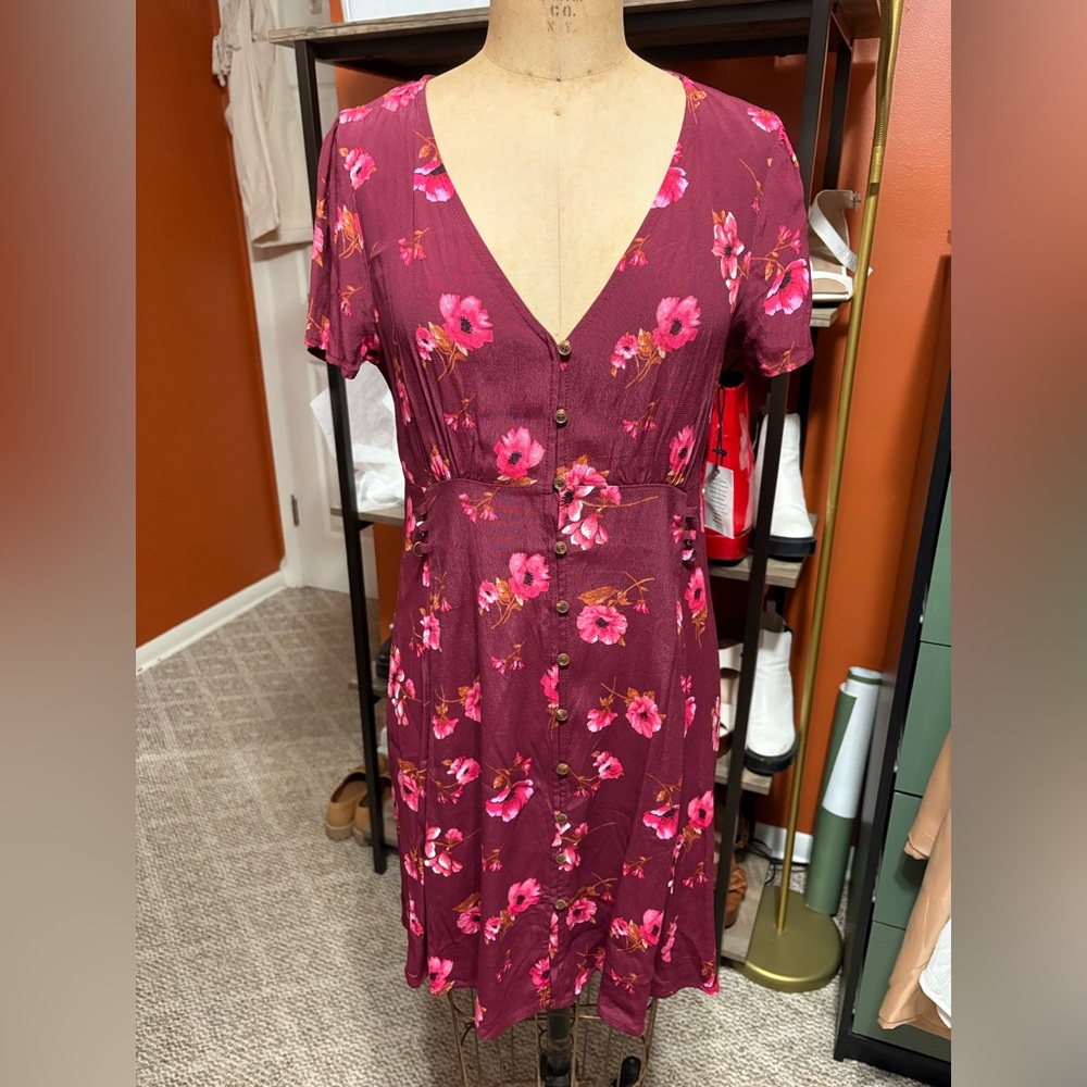 Forever 21 Burgundy Floral Dress
